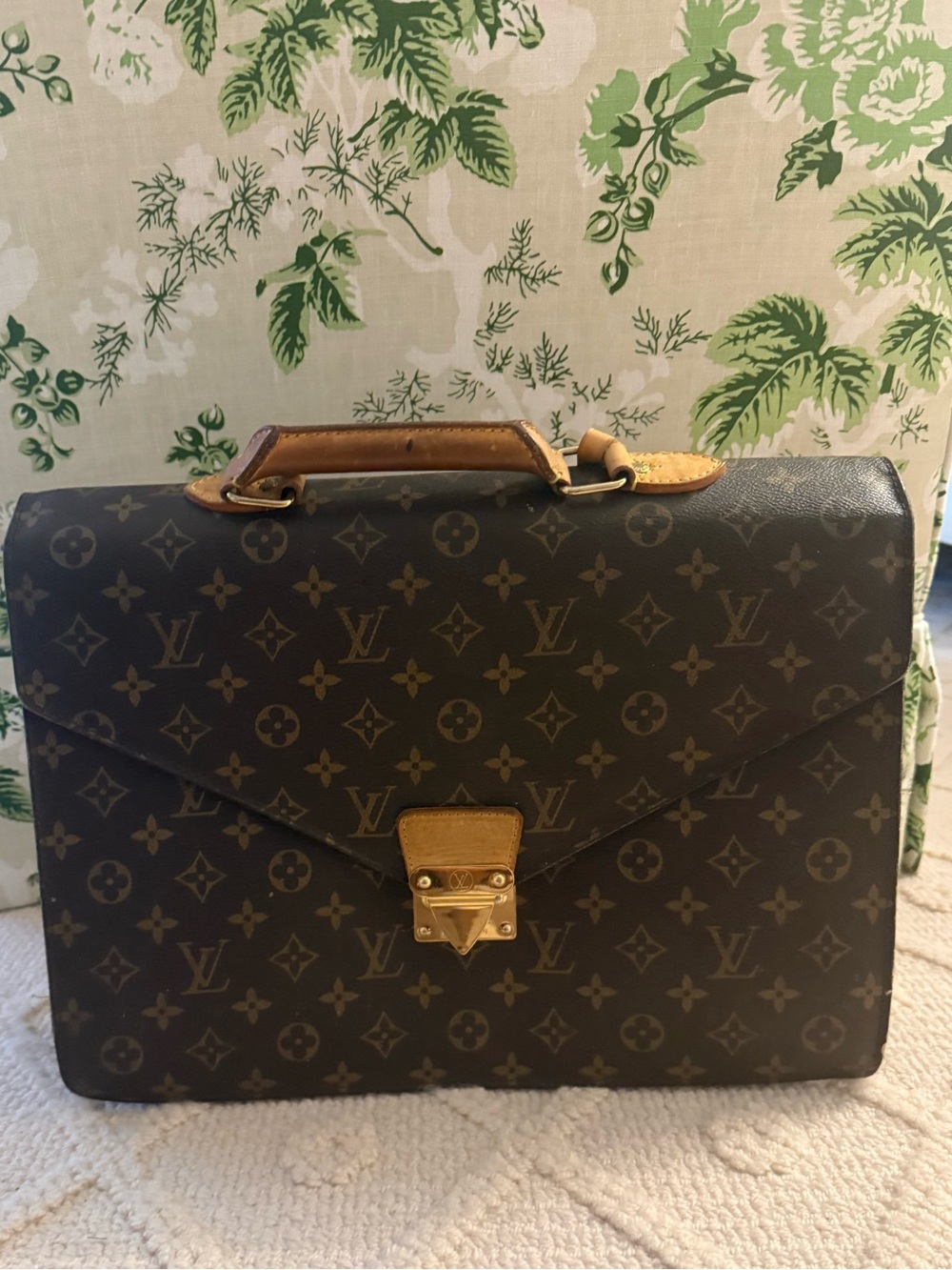 Louis Vuitton Monogram Brown Briefcase with Leather Trim
